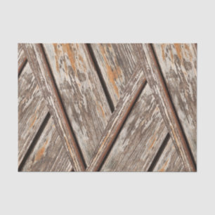 Rustic Chic Chevron Geometric Wood Texture Tissue Paper