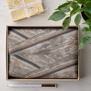 Rustic Chic Chevron Geometric Wood Texture Tissue Paper