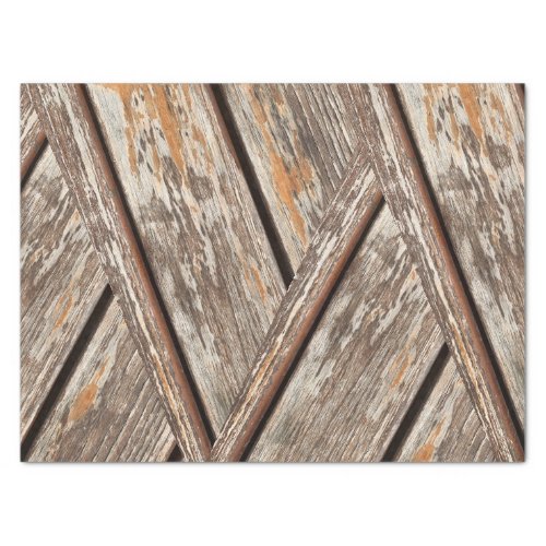 Rustic Chic Chevron Geometric Wood Tissue Paper