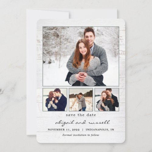 Rustic Chic Collage Wedding Save The Date Card