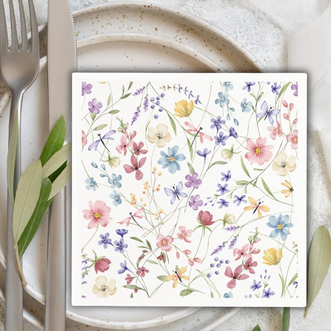 Rustic Chic Colorful Wildflowers Party Napkins (Creator Uploaded)