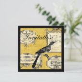 rustic chic country cottage french bird invitation (Standing Front)