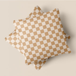 Rustic Chic Cream & Tan Checkers Throw Pillow