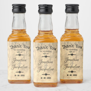 Rustic Chic Custom Guest Thank You Favor Cute Mini Liquor Bottle Label