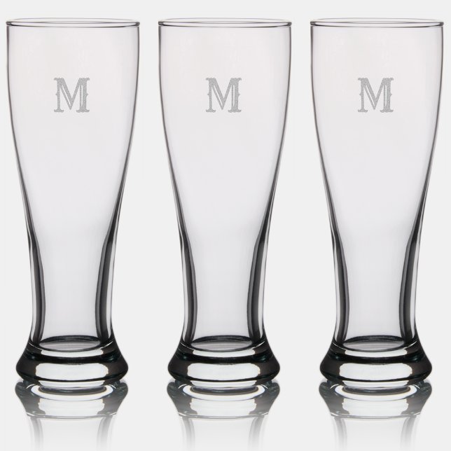 Rustic Chic Elegant Monogrammed Etched Beer Lager Pilsner Glass (Rustic Chic Elegant Monogrammed Etched Beer Lager Pilsner Glass)