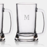 Rustic Chic Elegant Monogrammed Etched Beer Mug Stein<br><div class="desc">Create your own custom, personalized, rustic retro vintage style elegant typography script font monogrammed, modern cool chic stylish classy, high quality, durable glass, beautiful laser engraved etched glassware 16 oz beer mug stein featuring a sturdy handle and a solid base. The etching / engraving is permanent, flawless, dishwasher safe, and...</div>