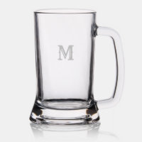 Rustic Chic Elegant Monogrammed Etched Beer Mug