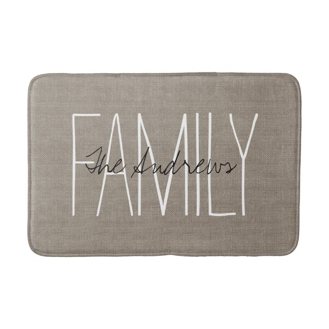 Rustic Chic Family Monogram Bathroom Mat (Front)