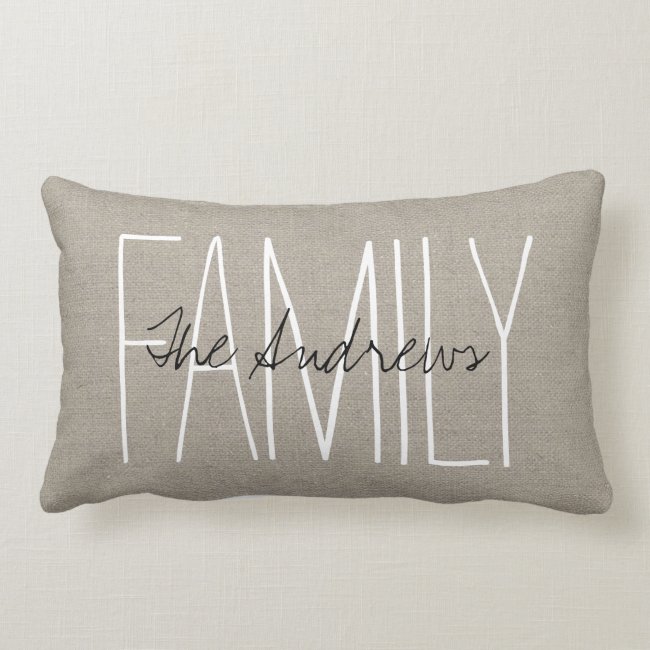 Rustic Chic Family Monogram Lumbar Pillow