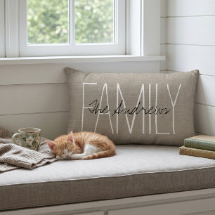 Rustic Chic Family Monogram Lumbar Pillow