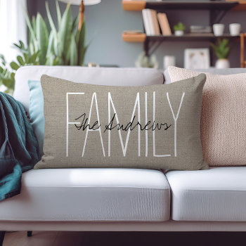 Rustic Chic Family Monogram Lumbar Pillow by jenniferstuartdesign at Zazzle