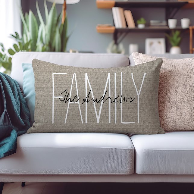 Rustic Chic Family Monogram Lumbar Pillow (Creator Uploaded)