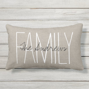 Rustic Chic Family Monogram Outdoor Pillow