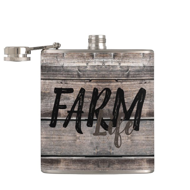 rustic chic FARM LIFE in script | Flask (Opened)