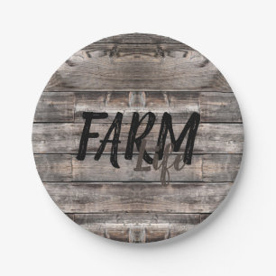 rustic chic FARM LIFE in script Paper Plates