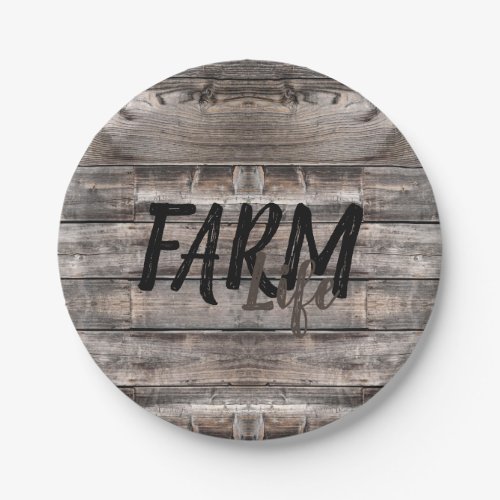 rustic chic FARM LIFE in script  Paper Plates