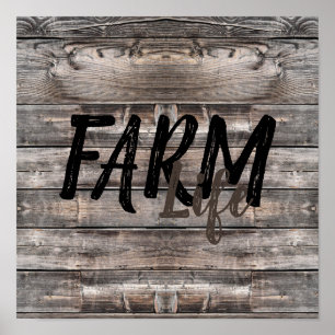 rustic chic FARM LIFE in script   Poster