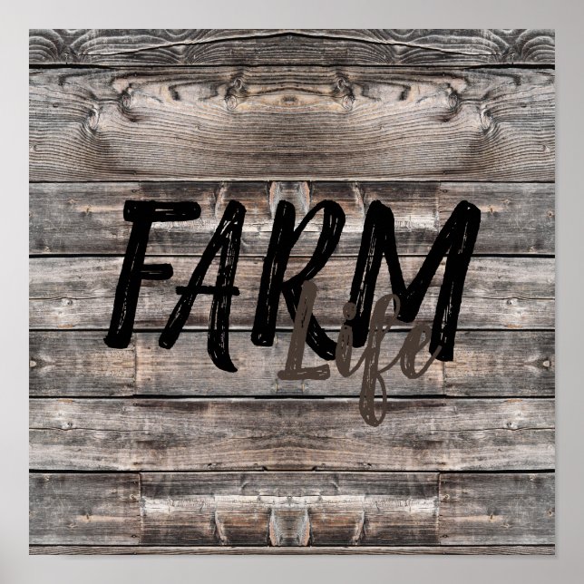rustic chic FARM LIFE in script | Poster (Front)