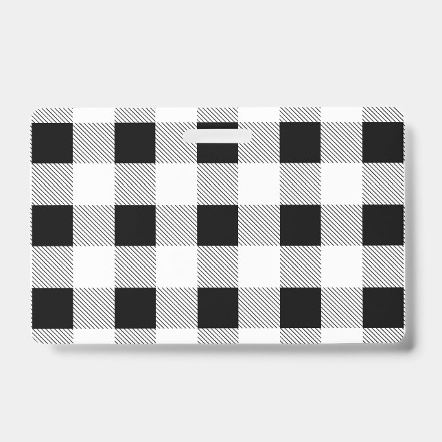 rustic chic farmhouse black  white buffalo plaid badge (Front)