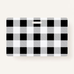 rustic chic farmhouse black white buffalo plaid badge