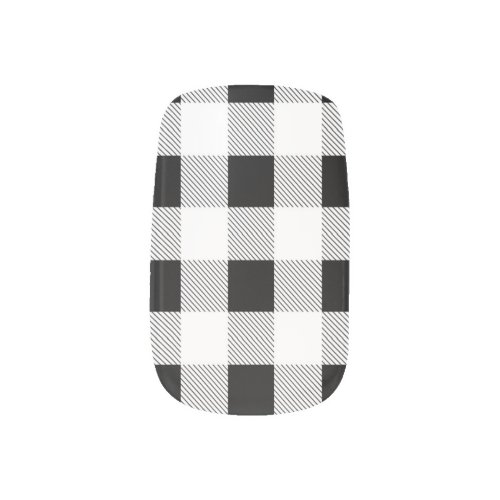 rustic chic farmhouse black  white buffalo plaid minx nail art