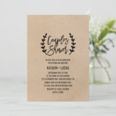 Rustic Chic Faux Kraft Calligraphy Couples Shower Invitation (Standing Front)