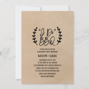 Rustic Chic Faux Kraft Calligraphy I Do BBQ Invitation