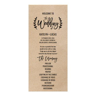 Rustic Chic Faux Kraft Calligraphy Wedding Program