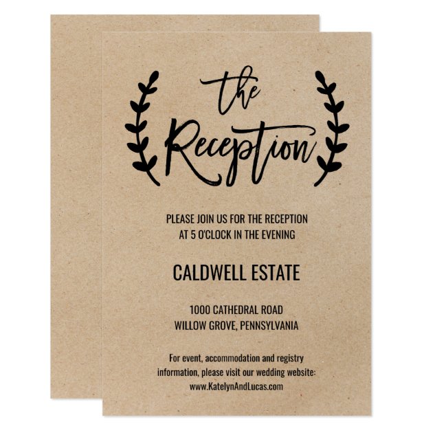 Rustic Chic Faux Kraft Wedding Reception Insert Card