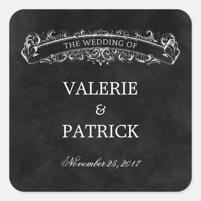 Rustic Chic Favor Sticker/Envelope Seal - Black (Front)