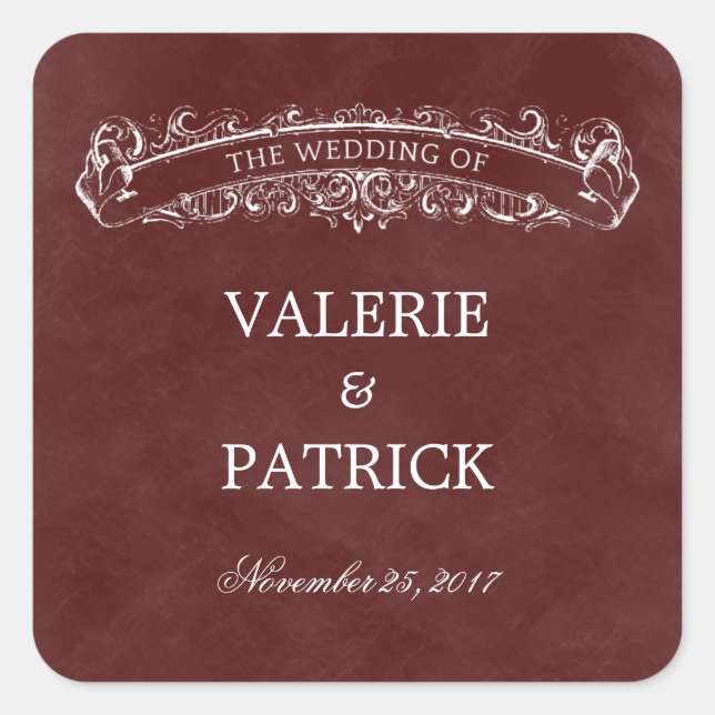 Rustic Chic Favor Sticker/Envelope Seal - Red (Front)