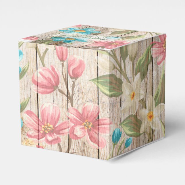 Rustic Chic Floral Favor Box (Front Side)