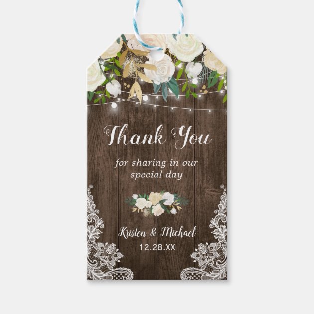 Rustic Chic Floral Lace Wedding Favor Thank You Gift Tags