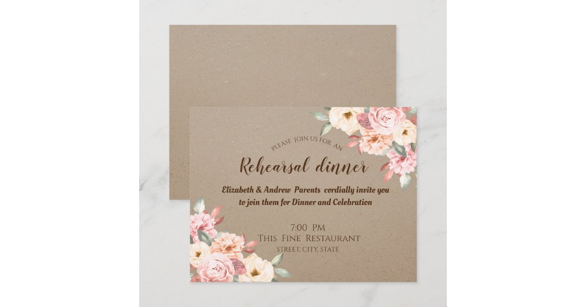 Rustic Chic Floral Rehearsal Dinner Invitation | Zazzle