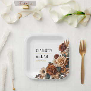 Rustic Chic Floral Wedding  Paper Plates