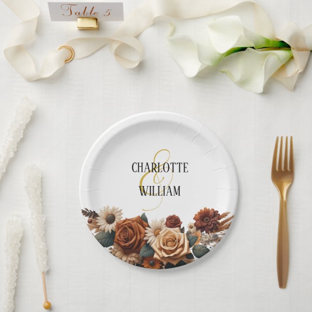 Rustic Chic Floral Wedding  Paper Plates (Wedding)