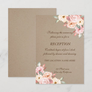 Rustic Chic Floral Wedding Reception Invitation