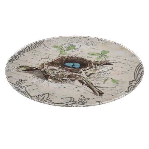 rustic chic french country botanical bird nest cutting board