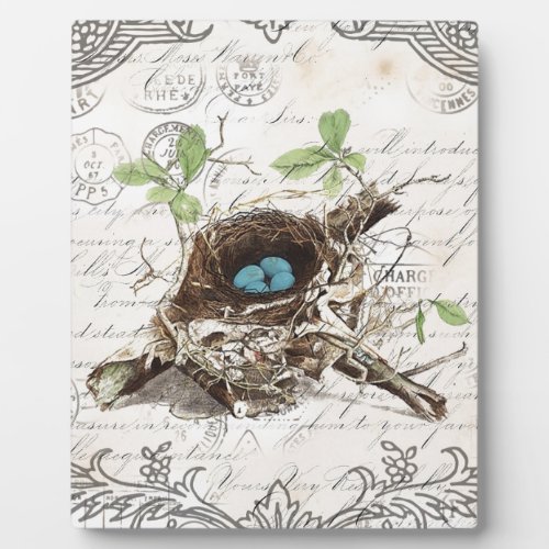 rustic chic french country botanical bird nest plaque