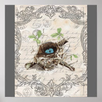 rustic chic french country botanical bird nest