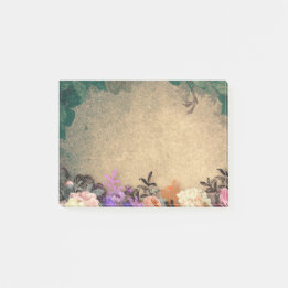 Rustic chic, french country, floral pattern,trendy post-it notes