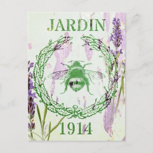 rustic chic french country lavender vintage bee postcard