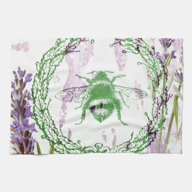 rustic chic french country lavender vintage bee towel (Horizontal)