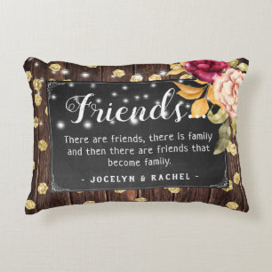 Rustic Chic 'Friends' Quote Personalized Accent Pillow