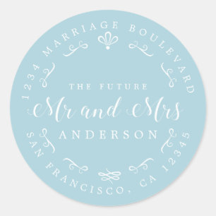Rustic Chic Future Mr Mrs Wedding Return Address Classic Round Sticker