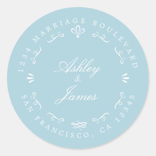 Rustic Chic Future Mr Mrs Wedding Return Address   Classic Round Sticker