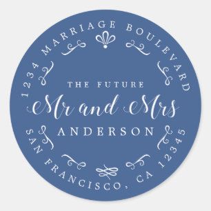 Rustic Chic Future Mr Mrs Wedding Return Address Classic Round Sticker