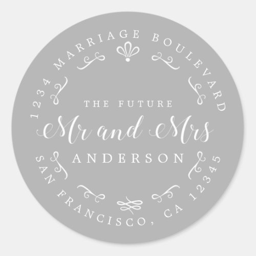 Rustic Chic Future Mr Mrs Wedding Return Address Classic Round Sticker