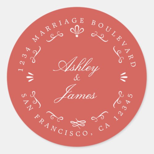 Rustic Chic Future Mr Mrs Wedding Return Address Classic Round Sticker