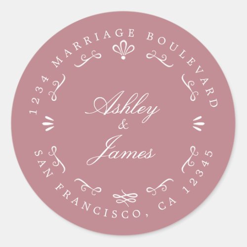 Rustic Chic Future Mr Mrs Wedding Return Address Classic Round Sticker